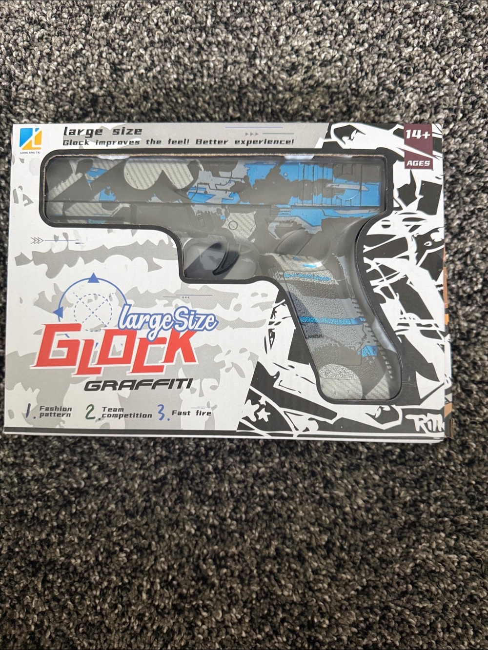 Large Size Glock Graffiti Toy Water Gun - Blue & Gray